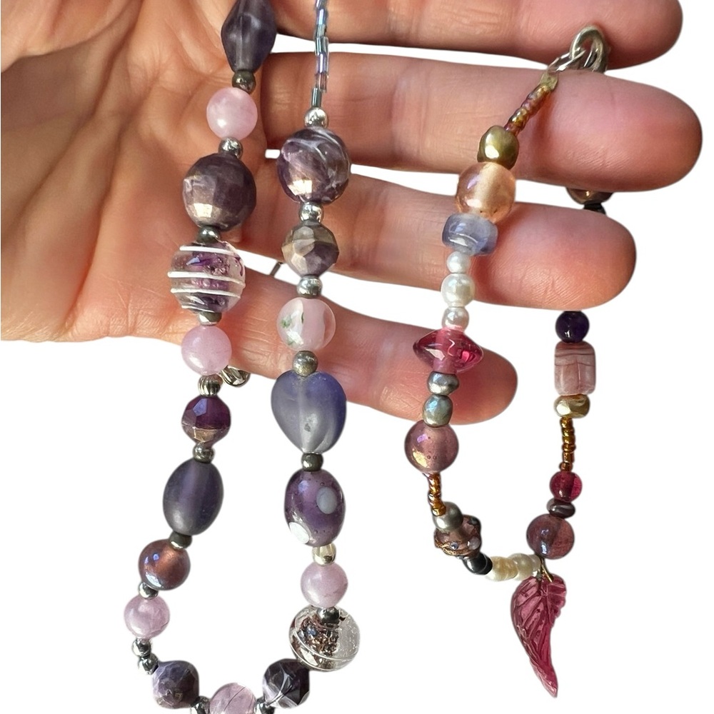 Blown Cased Beads glass & Stone Necklace Bracelet Frshwtr Pearl Stone Lampwork